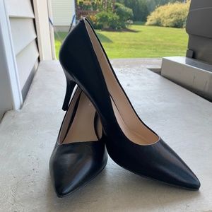 Black leather heels
